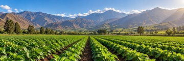 Valle agrícola peruano entre montañas